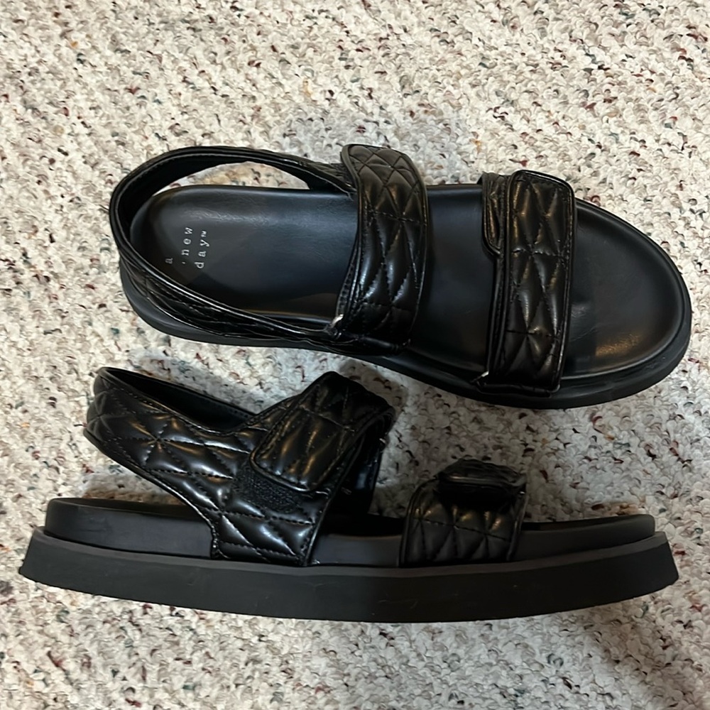 a new day Black Quilted Platform Sandals